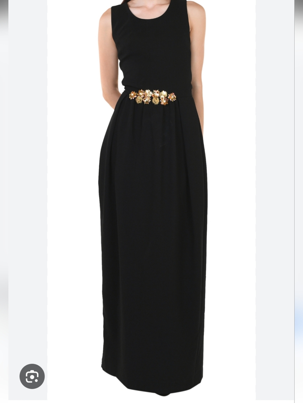 NWT $995 Authentic Tory Burch Black Embellished Crepe Criss Cross Back Gown